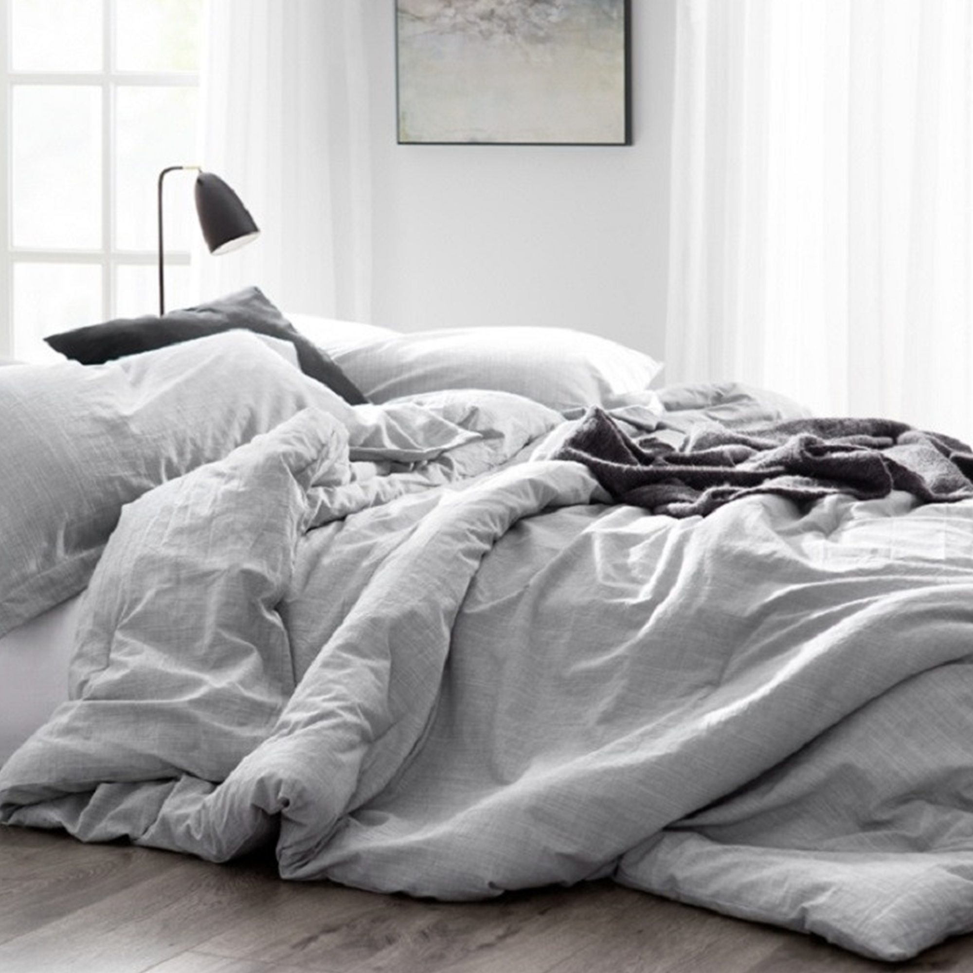 Natural Loft Oversized Comforter - Yarn Dyed Gray