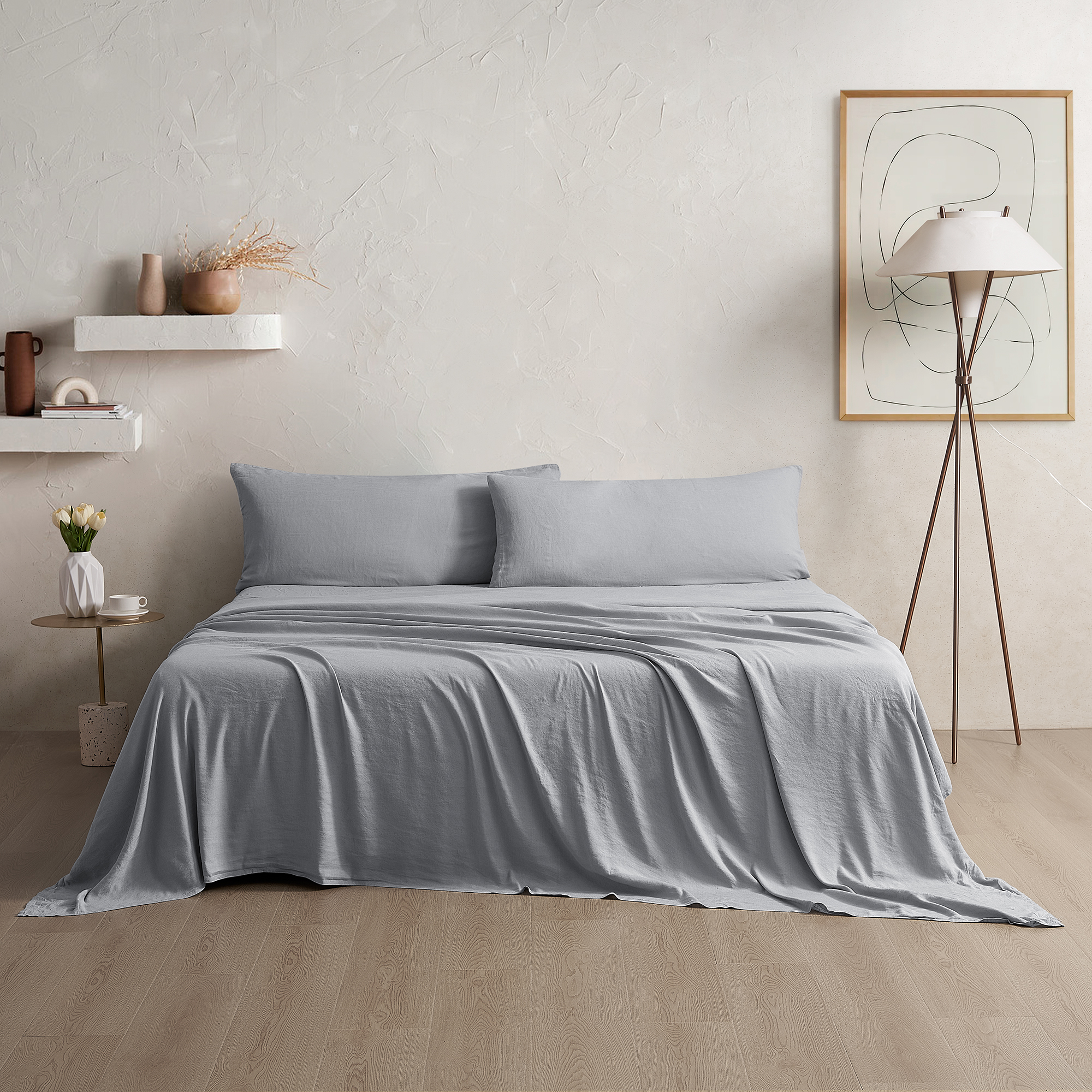 Dark Sky Reserve(TM) - Bamboo Linen Sheet Set - Portugal Made - Distressed Gray
